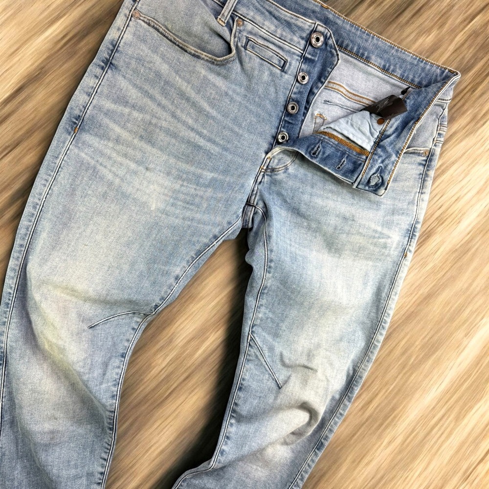 G Star Raw D Staq 5 Pkt Slim Mens 32x30 Blue Jeans D06761‎ Button Fly Denim